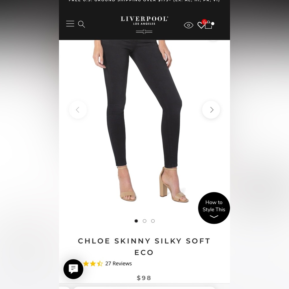 LIVERPOOL JEANS - Black - NWT - Chloe skinny silky soft eco pants